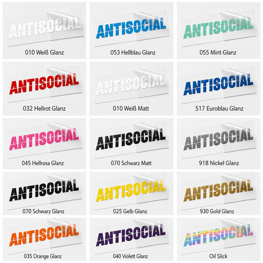 Antisocial Autoaufkleber – Wetterfester Tuning Sticker aus Vinyl