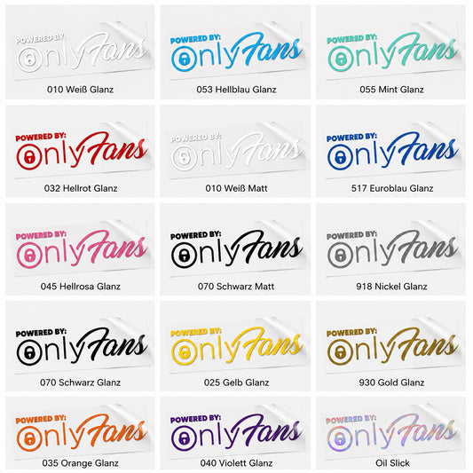 Powered by Onlyfans Autoaufkleber – Szene Sticker | Wetterfester Tuning Sticker aus Vinyl