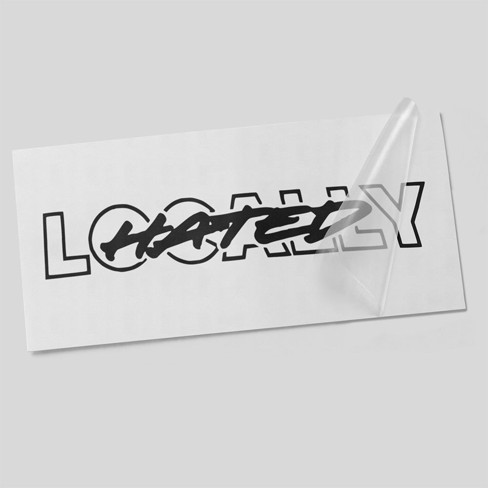Locally Hated Autoaufkleber mit Graffiti Schriftzug und Konturdesign