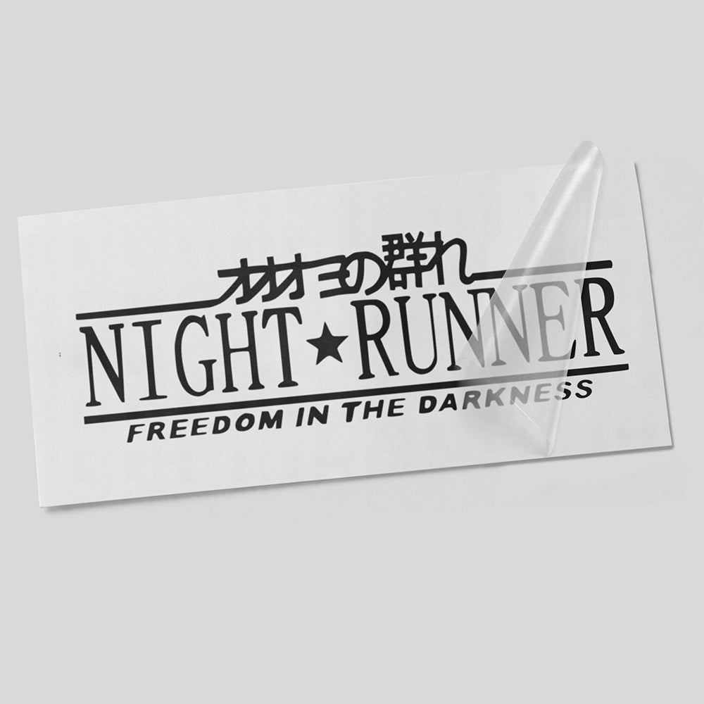 Night Runner Autoaufkleber – Japanischer JDM Tuning Sticker – japanisch inspirierter Schriftzug mit Stern und Unterzeile