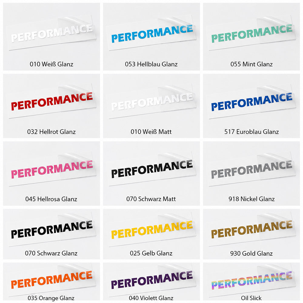 Performance Autoaufkleber – Schriftzug Sticker | Wetterfester Tuning Sticker aus Vinyl