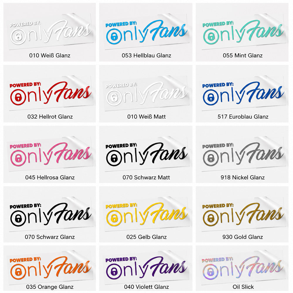 Powered by Onlyfans Autoaufkleber – Szene Sticker | Wetterfester Tuning Sticker aus Vinyl