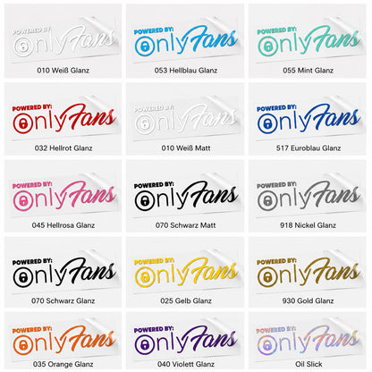 Powered by Onlyfans Autoaufkleber – Szene Sticker | Wetterfester Tuning Sticker aus Vinyl