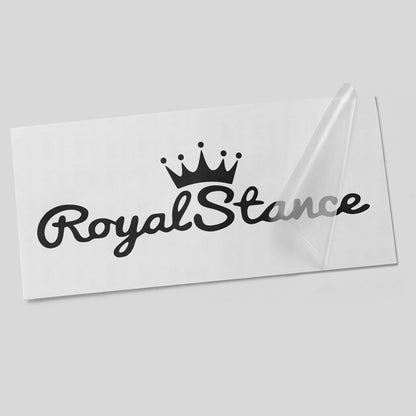 Royal Stance Autoaufkleber – Tuning Schriftzug mit Krone – geschwungener Schriftzug mit Krone