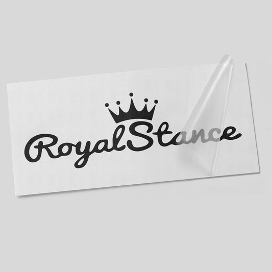 Royal Stance Autoaufkleber – Tuning Schriftzug mit Krone – geschwungener Schriftzug mit Krone