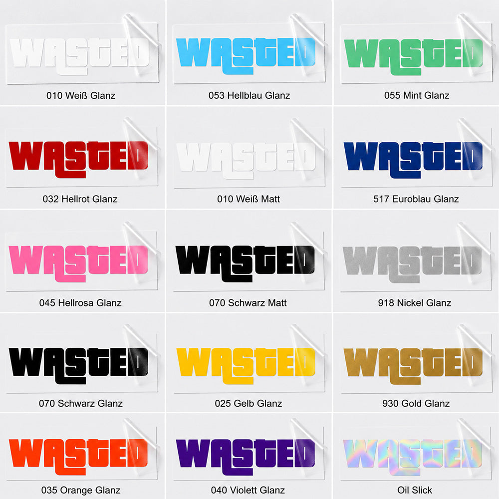 Wasted Autoaufkleber – GTA Sticker | Wetterfester Tuning Sticker aus Vinyl