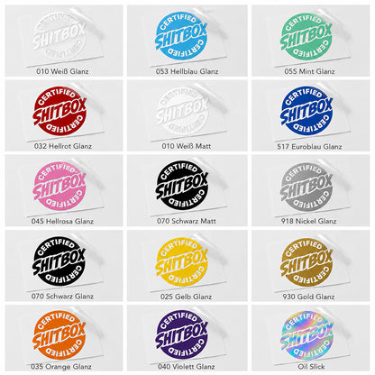Shitbox Autoaufkleber – Lustiger Sticker | Wetterfester Tuning Sticker aus Vinyl