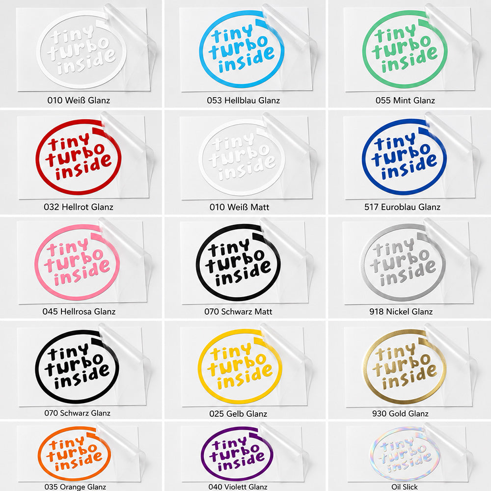 Tiny Turbo Autoaufkleber – Lustiger Sticker | Wetterfester Tuning Sticker aus Vinyl