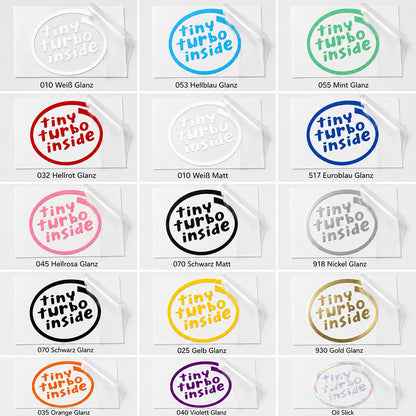 Tiny Turbo Autoaufkleber – Lustiger Sticker | Wetterfester Tuning Sticker aus Vinyl